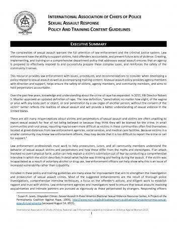 Sexual Assault Response Policy and Training Content Guidelines