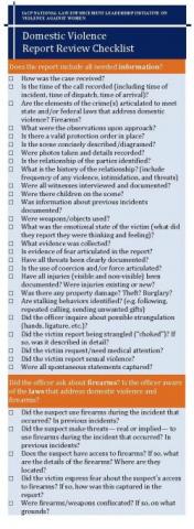 Response to Domestic Violence Report Review Checklist