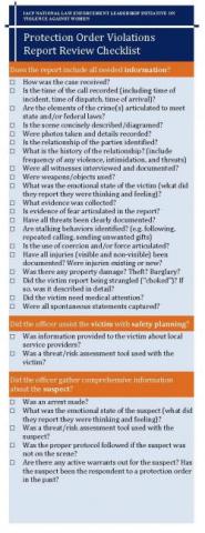 Response to Protection Order Violations Report Review Checklist