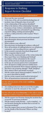 Response to Stalking Report Review Checklist