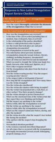 Response to Non-Lethal Strangulation Report Review Checklist